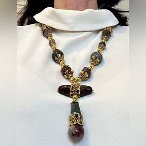 Stunning Earth Tone Porcelain Beaded Necklace